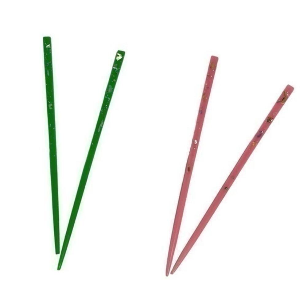 Hair Chopsticks Set of 2 pink green